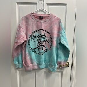 VIRGINIA BEACH Salty Vibes Pink & Blue Tie Dye Sweatshirt SIZE MEDIUM Pre Loved